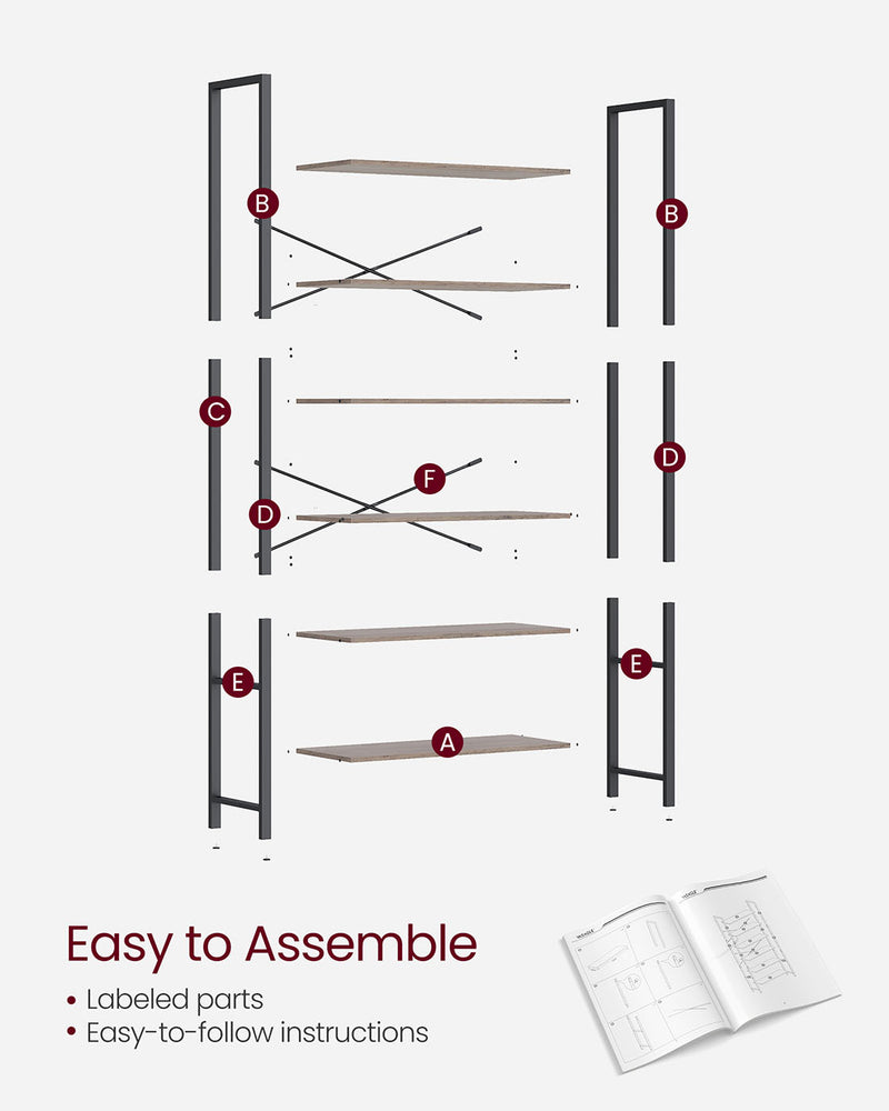 6 Tier Bookcase Shelving Unit with Open Storage for Living Room or Office by Vasagle