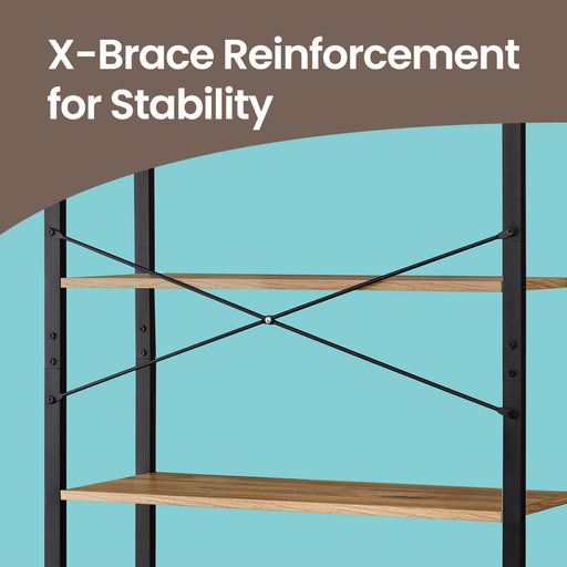 Industrial Style Bookshelf Freestanding Bookcase with 5 Open Shelves for Home Office by Vasagle, 80x30x186cm