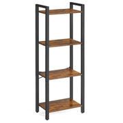 4 Tier Rustic Brown and Black Bookshelf with Industrial Metal Frame by Vasagle