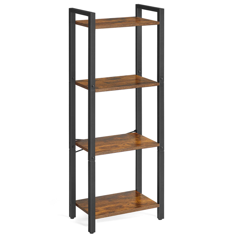 4 Tier Rustic Brown and Black Bookshelf with Industrial Metal Frame by Vasagle