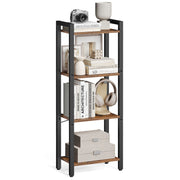 4 Tier Rustic Brown and Black Bookshelf with Industrial Metal Frame by Vasagle
