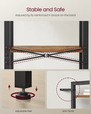 4 Tier Rustic Brown and Black Bookshelf with Industrial Metal Frame by Vasagle