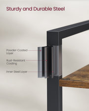 4 Tier Rustic Brown and Black Bookshelf with Industrial Metal Frame by Vasagle