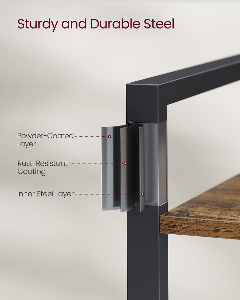 4 Tier Rustic Brown and Black Bookshelf with Industrial Metal Frame by Vasagle