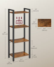 4 Tier Rustic Brown and Black Bookshelf with Industrial Metal Frame by Vasagle