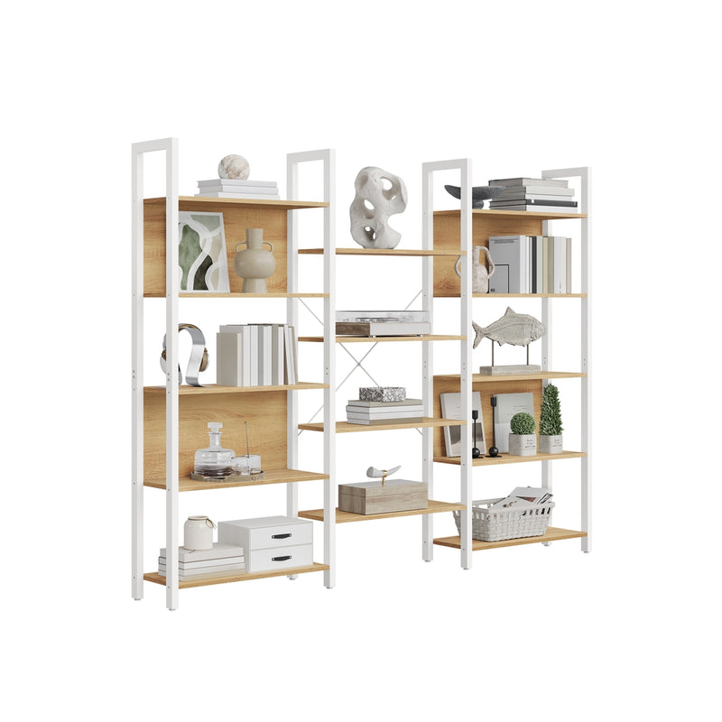 14 Shelf Bookcase in Golden Oak and Matte White Space-Saving Design by VASAGLE VASAGLE