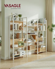 14 Shelf Bookcase in Golden Oak and Matte White Space-Saving Design by VASAGLE VASAGLE