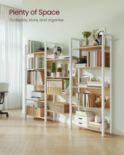 14 Shelf Bookcase in Golden Oak and Matte White Space-Saving Design by VASAGLE VASAGLE
