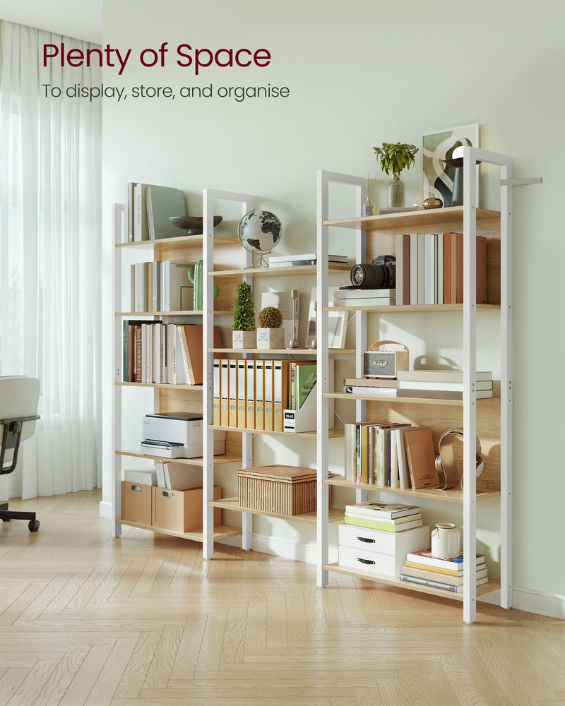 14 Shelf Bookcase in Golden Oak and Matte White Space-Saving Design by VASAGLE VASAGLE