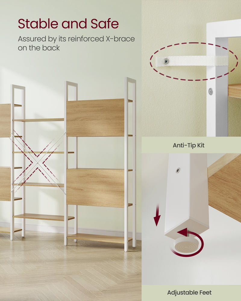 14 Shelf Bookcase in Golden Oak and Matte White Space-Saving Design by VASAGLE VASAGLE