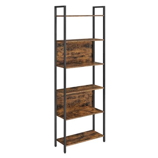 Rustic Brown and Black 6 Shelf Bookcase Industrial Storage Display Unit by Vasagle