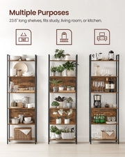 Rustic Brown and Black 6 Shelf Bookcase Industrial Storage Display Unit by Vasagle