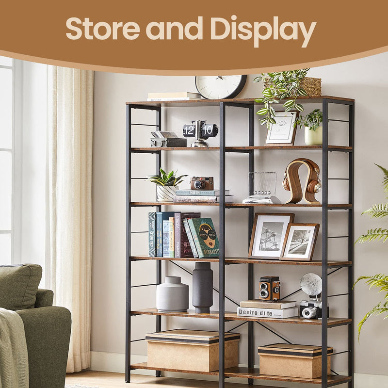 6 Tier Tall Bookshelf and Storage Shelving Unit for Home and Office by Vasagle