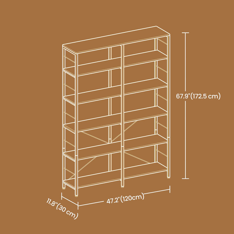6 Tier Tall Bookshelf and Storage Shelving Unit for Home and Office by Vasagle