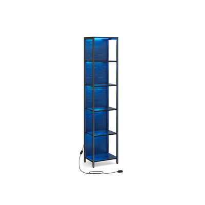 6 Tier LED Bookcase with Adjustable Shelves in Ebony Black for Home or Office by Vasagle