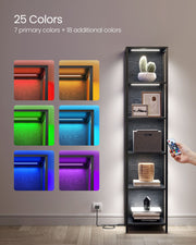 6 Tier LED Bookcase with Adjustable Shelves in Ebony Black for Home or Office by Vasagle