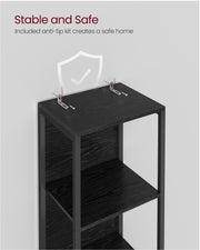 6 Tier LED Bookcase with Adjustable Shelves in Ebony Black for Home or Office by Vasagle