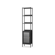 Narrow Black Bookcase With Cupboard For Small Spaces by Vasagle 40x30x175cm
