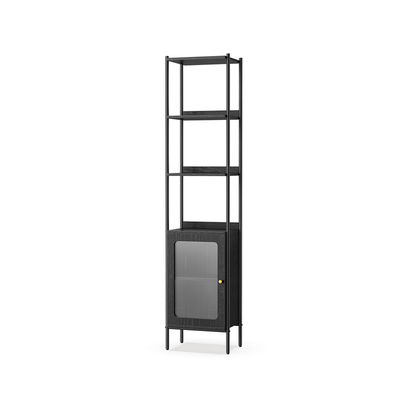 Narrow Black Bookcase With Cupboard For Small Spaces by Vasagle 40x30x175cm