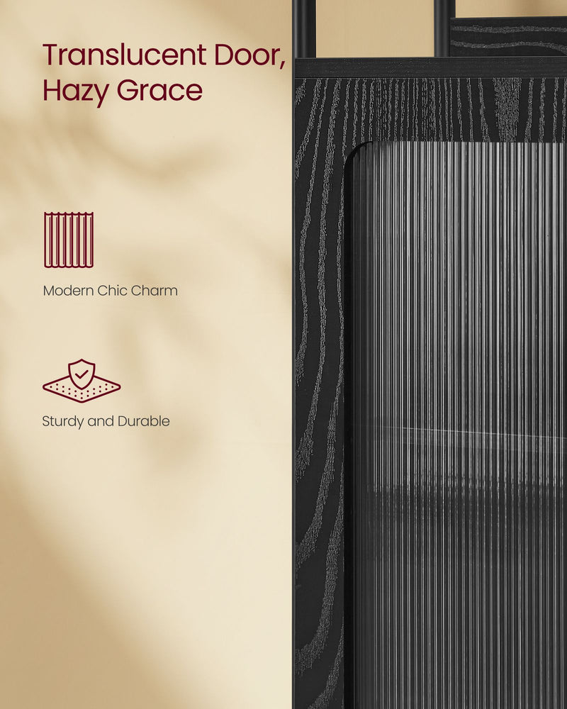 Narrow Black Bookcase With Cupboard For Small Spaces by Vasagle 40x30x175cm