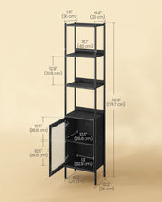 Narrow Black Bookcase With Cupboard For Small Spaces by Vasagle 40x30x175cm