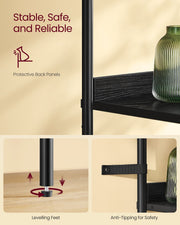 Narrow Black Bookcase With Cupboard For Small Spaces by Vasagle 40x30x175cm