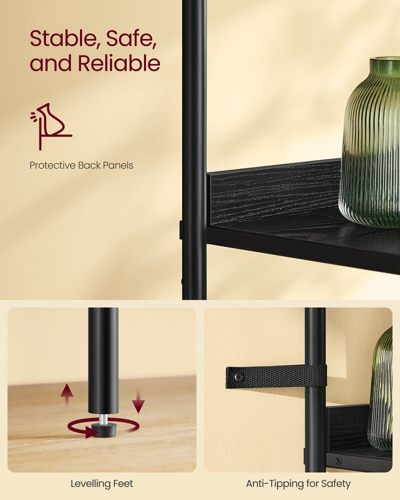 Narrow Black Bookcase With Cupboard For Small Spaces by Vasagle 40x30x175cm