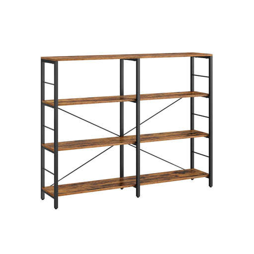6 Tier Industrial Bookshelf Rustic Brown and Black Metal Frame Storage Shelves by Vasagle