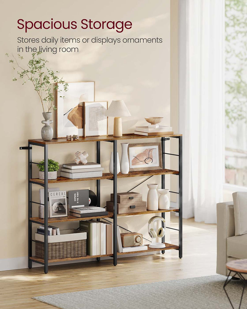 6 Tier Industrial Bookshelf Rustic Brown and Black Metal Frame Storage Shelves by Vasagle