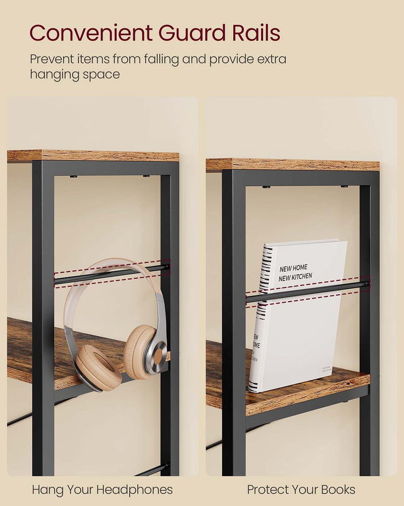 6 Tier Industrial Bookshelf Rustic Brown and Black Metal Frame Storage Shelves by Vasagle