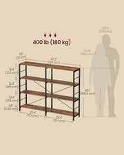 6 Tier Industrial Bookshelf Rustic Brown and Black Metal Frame Storage Shelves by Vasagle