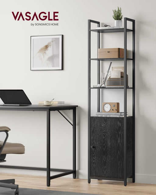6 Tier Black Bookcase with Cabinet Doors for Home Office or Living Room by Vasagle