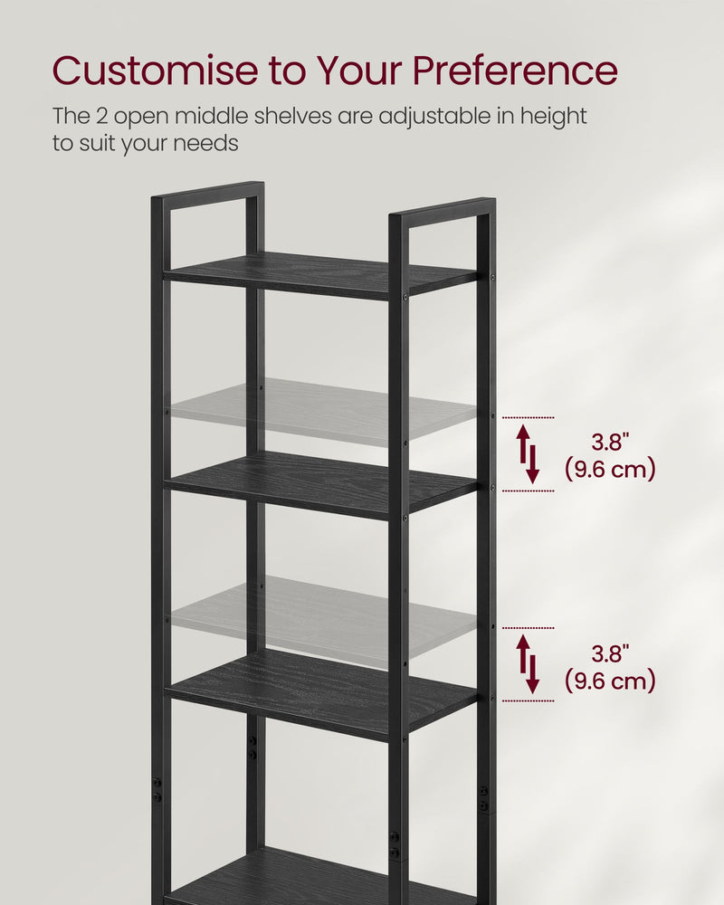 6 Tier Black Bookcase with Cabinet Doors for Home Office or Living Room by Vasagle