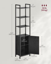 6 Tier Black Bookcase with Cabinet Doors for Home Office or Living Room by Vasagle