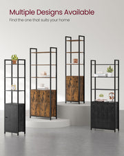 6 Tier Black Bookcase with Cabinet Doors for Home Office or Living Room by Vasagle