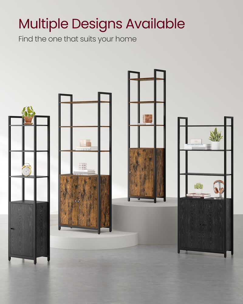 6 Tier Black Bookcase with Cabinet Doors for Home Office or Living Room by Vasagle