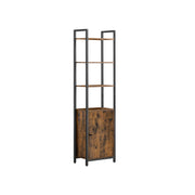 6 Tier Rustic Brown and Black Bookcase with Storage Cabinet for Home Office by Vasagle