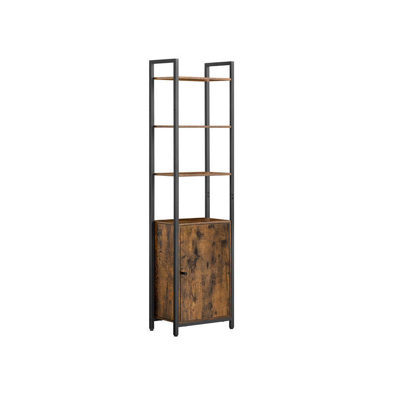 6 Tier Rustic Brown and Black Bookcase with Storage Cabinet for Home Office by Vasagle
