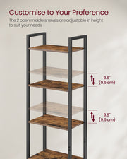 6 Tier Rustic Brown and Black Bookcase with Storage Cabinet for Home Office by Vasagle