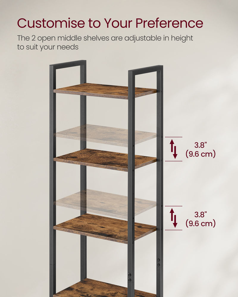 6 Tier Rustic Brown and Black Bookcase with Storage Cabinet for Home Office by Vasagle