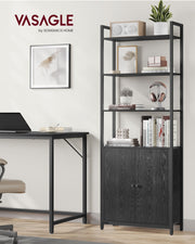 Black Bookcase with Cabinet Underneath for Home Office or Living Room by Vasagle - 60x24x160cm