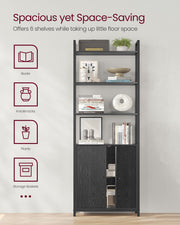 Black Bookcase with Cabinet Underneath for Home Office or Living Room by Vasagle - 60x24x160cm