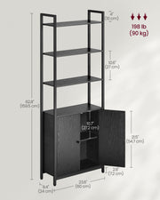Black Bookcase with Cabinet Underneath for Home Office or Living Room by Vasagle - 60x24x160cm