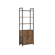 7 Tier Rustic Brown and Black Bookcase with Cabinet Door for Home Office Storage by Vasagle
