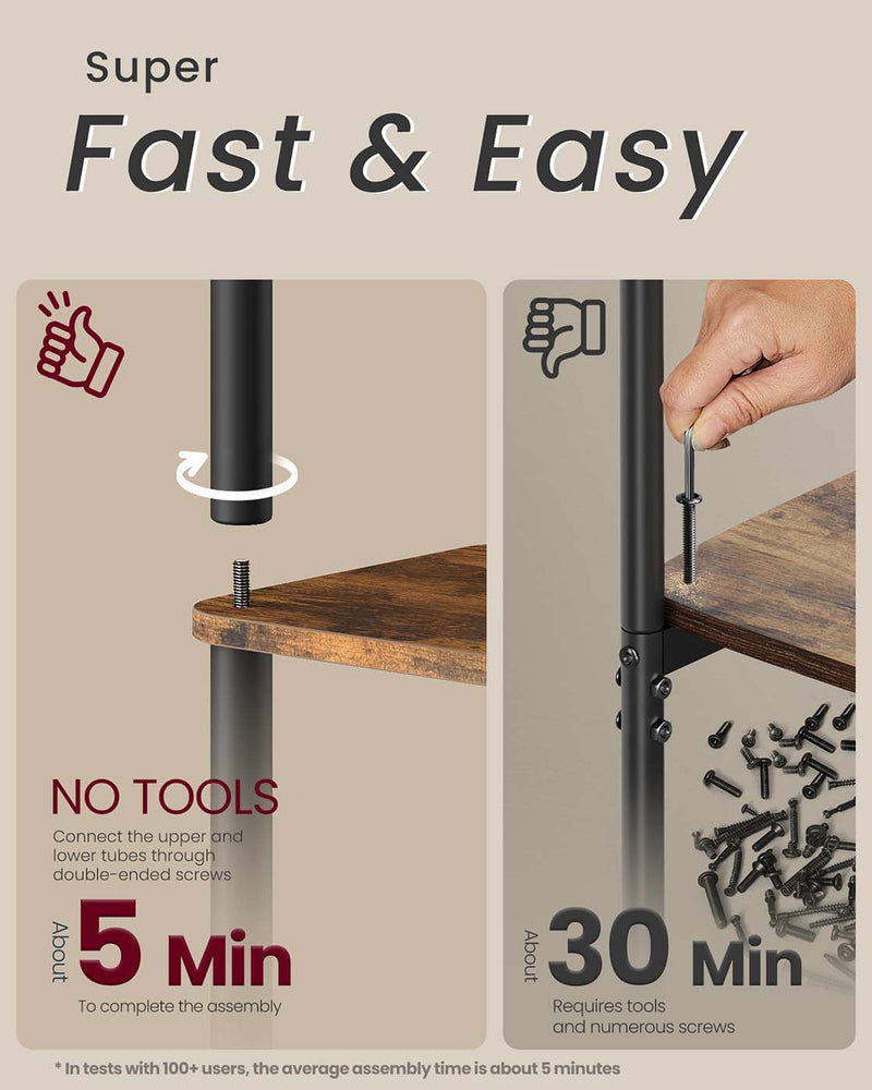Five Tier Storage Shelf with Easy Assembly and Sturdy Steel Frame by Vasagle