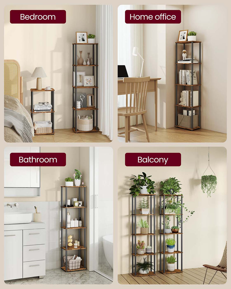 Five Tier Storage Shelf with Easy Assembly and Sturdy Steel Frame by Vasagle