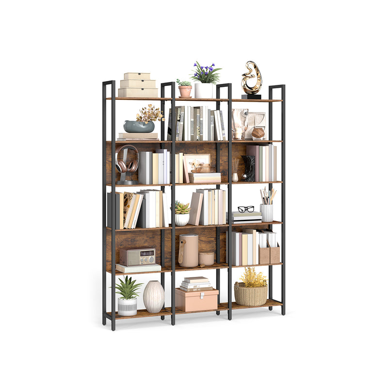 Industrial Style Bookcase with Six Shelves for Home or Office Storage by Vasagle
