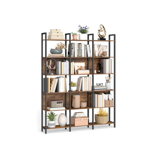Industrial Style Bookcase with Six Shelves for Home or Office Storage by Vasagle