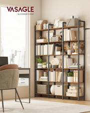 Industrial Style Bookcase with Six Shelves for Home or Office Storage by Vasagle