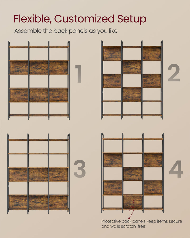 Industrial Style Bookcase with Six Shelves for Home or Office Storage by Vasagle